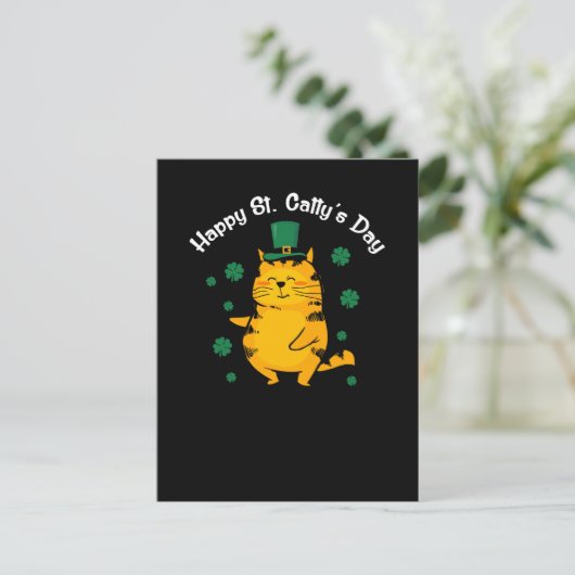 かわいいハッピース・キャティーズ・デー for セント・パティ ポストカード (スタンド正面)