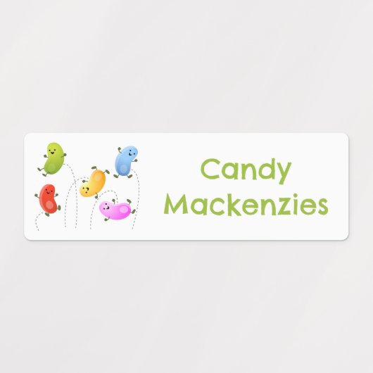 かわいいハッピーゼリービーンズのジャンプパーソナライズされた漫画 ラベル (デザイン2)