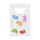 かわいいハッピーゼリービーンズ跳び漫画イラストレーション クレジットカード栓抜き (正面)