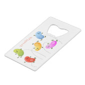 かわいいハッピーゼリービーンズ跳び漫画イラストレーション クレジットカード栓抜き (正面アングル)