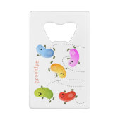 かわいいハッピーゼリービーンズ跳び漫画イラストレーション クレジットカード栓抜き (裏面)