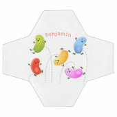 かわいいハッピーゼリービーンズ跳び漫画イラストレーション サッカーボール (フラット)