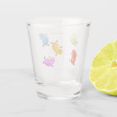 かわいいハッピーゼリービーンズ跳び漫画イラストレーション ショットグラス (裏面)