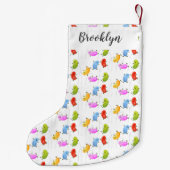 かわいいハッピーゼリービーンズ跳び漫画イラストレーション スモールクリスマスストッキング (裏面)