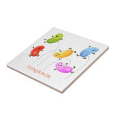 かわいいハッピーゼリービーンズ跳び漫画イラストレーション タイル (側面)