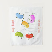 かわいいハッピーゼリービーンズ跳び漫画イラストレーション タペストリー (正面)