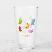 かわいいハッピーゼリービーンズ跳び漫画イラストレーション タンブラーグラス (裏面)