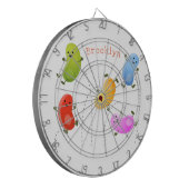 かわいいハッピーゼリービーンズ跳び漫画イラストレーション ダーツボード (正面左)