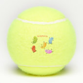 かわいいハッピーゼリービーンズ跳び漫画イラストレーション テニスボール (裏面)