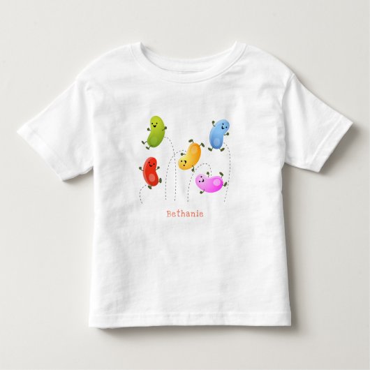 かわいいハッピーゼリービーンズ跳び漫画イラストレーション トドラーTシャツ (正面)