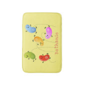 かわいいハッピーゼリービーンズ跳び漫画イラストレーション バスマット (正面縦)