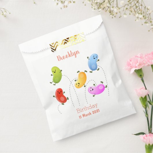 かわいいハッピーゼリービーンズ跳び漫画イラストレーション フェイバーバッグ (封をした状態)