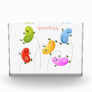 かわいいハッピーゼリービーンズ跳び漫画イラストレーション フォトブロック