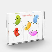 かわいいハッピーゼリービーンズ跳び漫画イラストレーション フォトブロック (左)