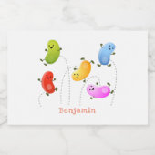 かわいいハッピーゼリービーンズ跳び漫画イラストレーション フードラベル (シングルラベル)