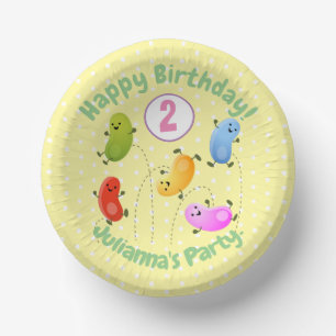 かわいいハッピーゼリービーンズ跳び漫画イラストレーション ペーパーボウル