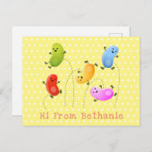 かわいいハッピーゼリービーンズ跳び漫画イラストレーション ポストカード (正面/裏面)