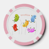 かわいいハッピーゼリービーンズ跳び漫画イラストレーション ポーカーチップ (裏面)