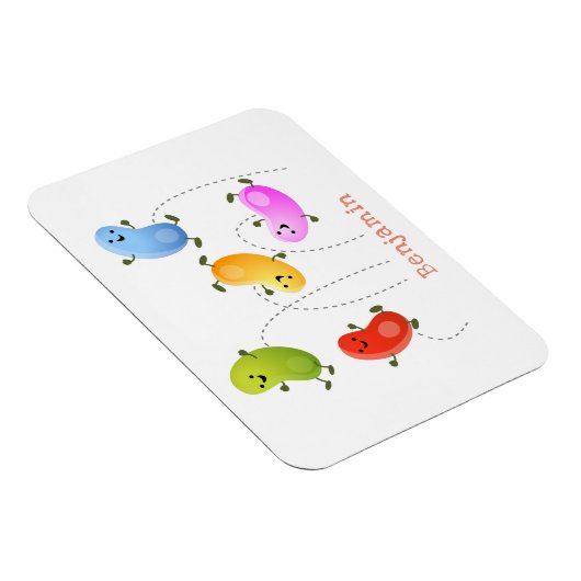 かわいいハッピーゼリービーンズ跳び漫画イラストレーション マグネット (右側)