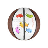 かわいいハッピーゼリービーンズ跳び漫画イラストレーション ミニバスケットボール (縦)