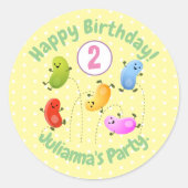 かわいいハッピーゼリービーンズ跳び漫画イラストレーション ラウンドシール (正面)