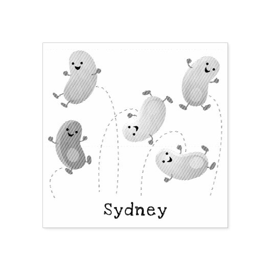 かわいいハッピーゼリービーンズ跳び漫画イラストレーション ラバースタンプ (インプリント)