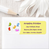 かわいいハッピーゼリービーンズ跳び漫画イラストレーション ラベル (インサイチュ)