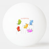 かわいいハッピーゼリービーンズ跳び漫画イラストレーション 卓球ボール (裏面)