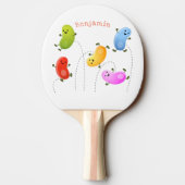 かわいいハッピーゼリービーンズ跳び漫画イラストレーション 卓球ラケット (裏面)