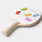 かわいいハッピーゼリービーンズ跳び漫画イラストレーション 卓球ラケット (正面アングル)