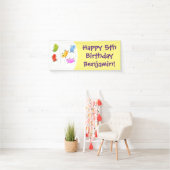 かわいいハッピーゼリービーンズ跳び漫画イラストレーション 横断幕 (インサイチュ)