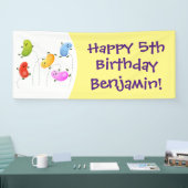 かわいいハッピーゼリービーンズ跳び漫画イラストレーション 横断幕 (トレードショー)