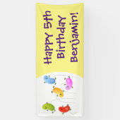 かわいいハッピーゼリービーンズ跳び漫画イラストレーション 横断幕 (縦)