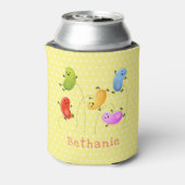 かわいいハッピーゼリービーンズ跳び漫画イラストレーション 缶クーラー (缶裏面)