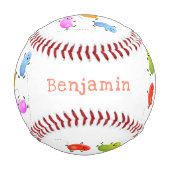 かわいいハッピーゼリービーンズ跳び漫画イラストレーション 野球ボール (正面)