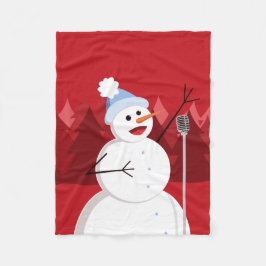 かわいいハッピーソング雪だるまクリスマスレッド フリースブランケット