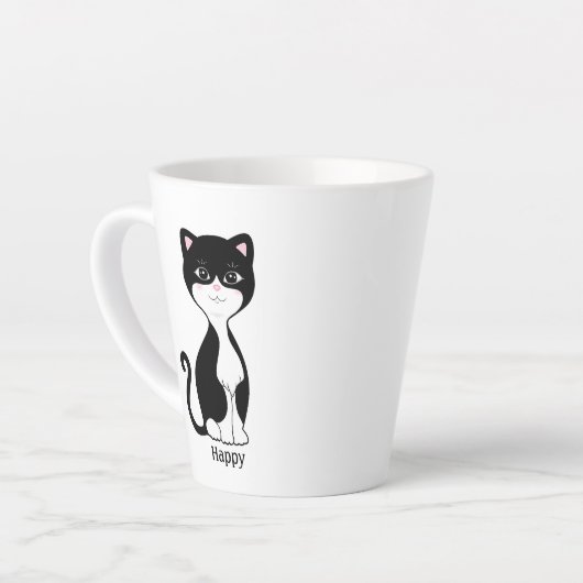 かわいいハッピータキシード猫 カフェラテマグ (左アングル)