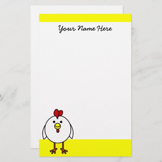 かわいいハッピーチキン文房具 便箋 (正面/裏面)