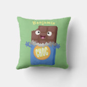 かわいいハッピーチョコレートキャンディバー漫画のキャラクター クッション (裏面)