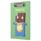 かわいいハッピーチョコレートキャンディバー漫画のキャラクター クリップボード (左)