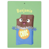 かわいいハッピーチョコレートキャンディバー漫画のキャラクター クリップボード (裏面)