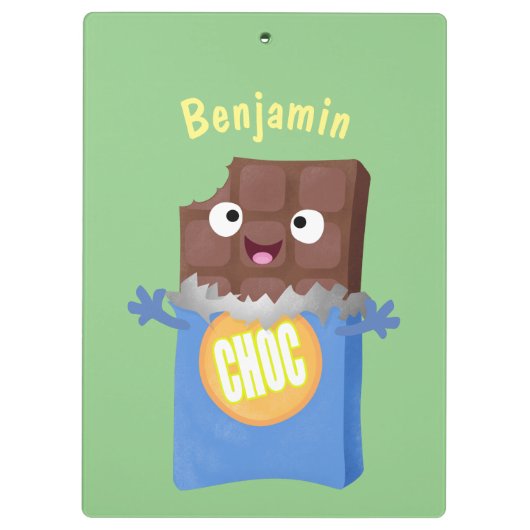 かわいいハッピーチョコレートキャンディバー漫画のキャラクター クリップボード (裏面)