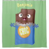 かわいいハッピーチョコレートキャンディバー漫画のキャラクター シャワーカーテン (正面)