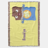 かわいいハッピーチョコレートキャンディバー漫画のキャラクター スローブランケット (正面縦)