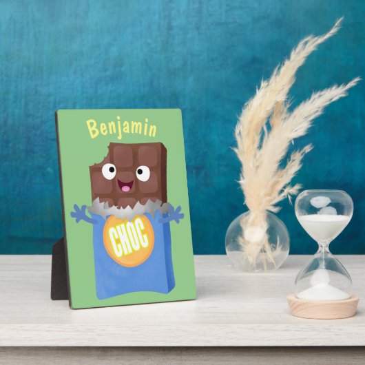 かわいいハッピーチョコレートキャンディバー漫画のキャラクター フォトプラーク (側面)