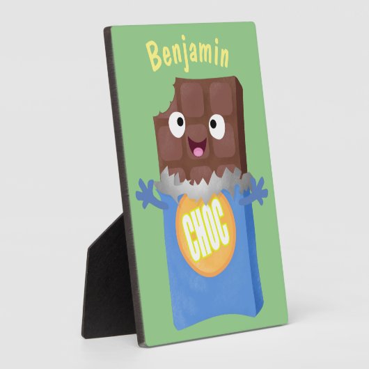 かわいいハッピーチョコレートキャンディバー漫画のキャラクター フォトプラーク (側面)