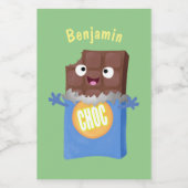 かわいいハッピーチョコレートキャンディバー漫画のキャラクター フードラベル (シングルラベル)