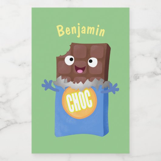 かわいいハッピーチョコレートキャンディバー漫画のキャラクター フードラベル (シングルラベル)