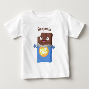 かわいいハッピーチョコレートキャンディバー漫画のキャラクター ベビーTシャツ