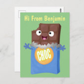 かわいいハッピーチョコレートキャンディバー漫画のキャラクター ポストカード (正面/裏面)